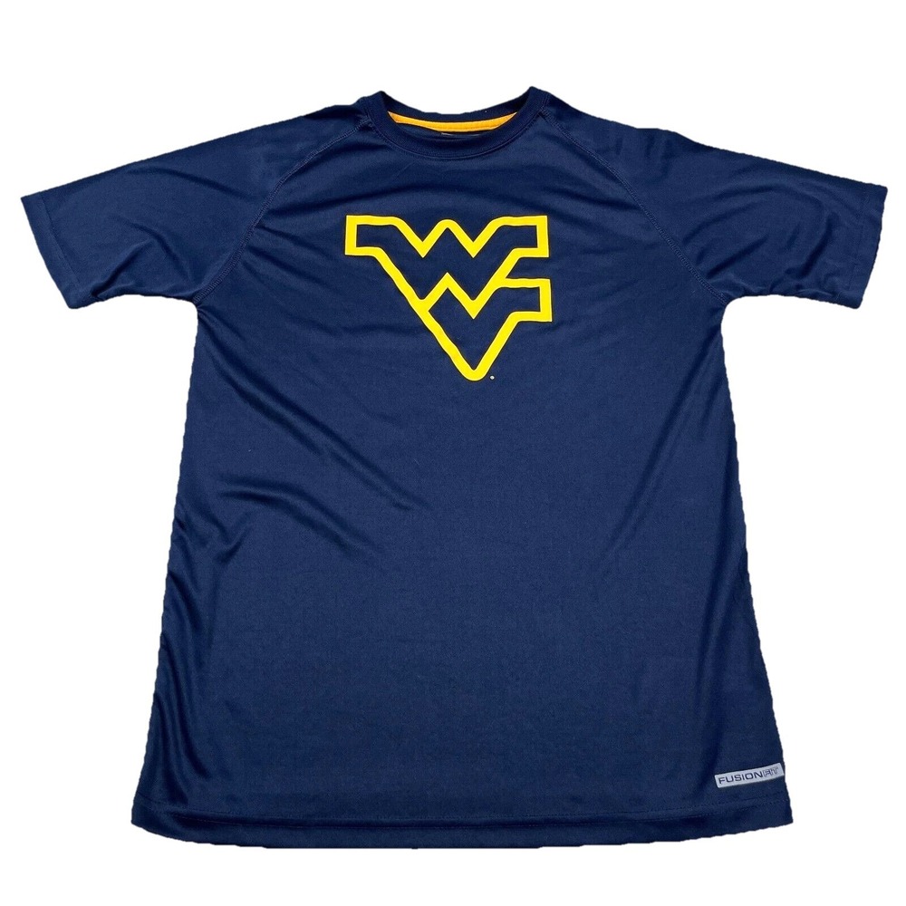 West Virginia Mountaineers Shirt Men Medium Blue Performance Training Quick Dry